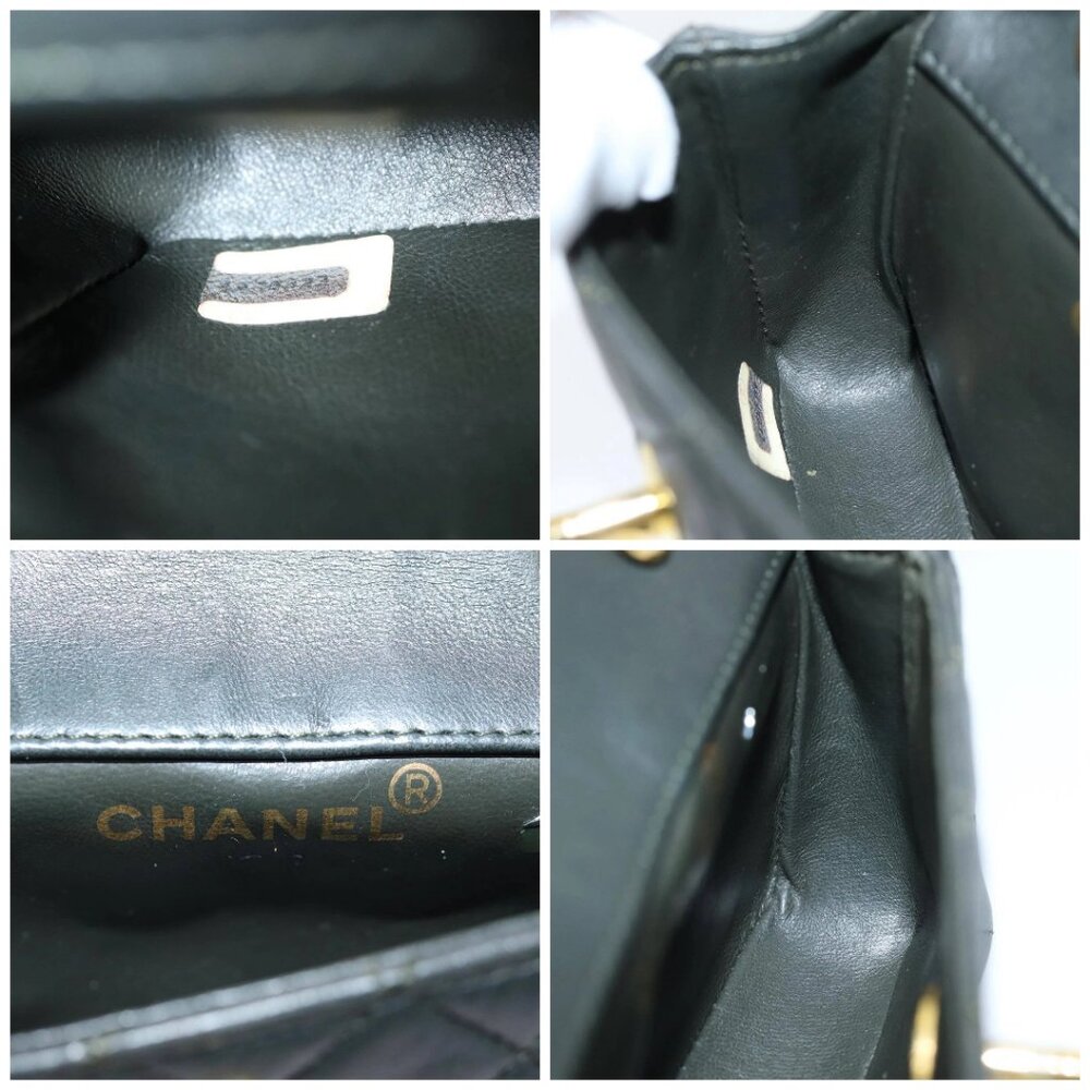 CHANEL Mini Matelasse Turn Lock Chain Bag Lamb Skin Black CC Auth 72435AV - Picture 14 of 15